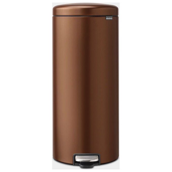 Brabantia 238789 NewIcon Cestino per Rifiuti Rotondo 30 L Acciaio con Chiusura Ammortizzata e Antiscivolo colore Bronzo