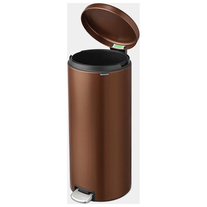 Brabantia 238789 NewIcon Cestino per Rifiuti Rotondo 30 L Acciaio con Chiusura Ammortizzata e Antiscivolo colore Bronzo