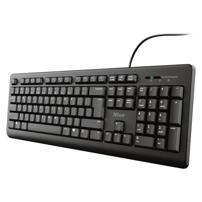 Trust 23982 TK-150 Tastiera Cablata USB Layout Spagnolo QWERTY 104 Tasti Silenziosi Resistente Agli Sversamenti 1.8 m colore Nero