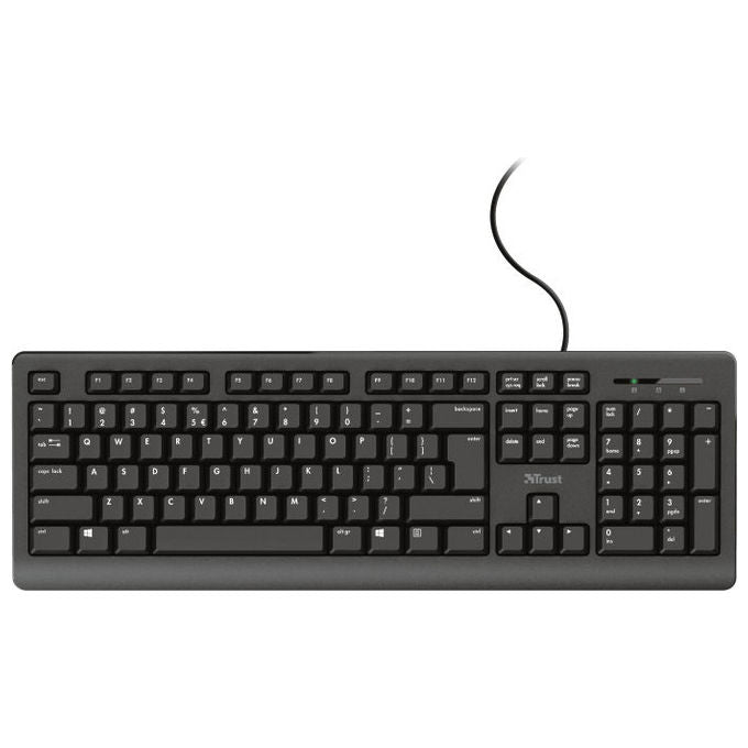 Trust 23982 TK-150 Tastiera Cablata USB Layout Spagnolo QWERTY 104 Tasti Silenziosi Resistente Agli Sversamenti 1.8 m colore Nero