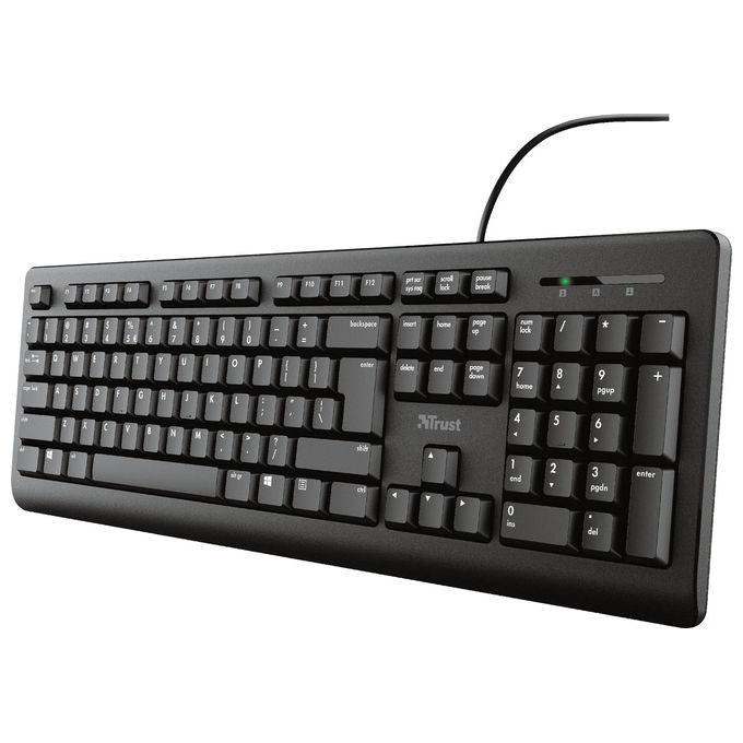 Trust 23983 TK-150 Tastiera USB QWERTZ Tedesco Full-size Membrana Resistente agli spruzzi colore Nero