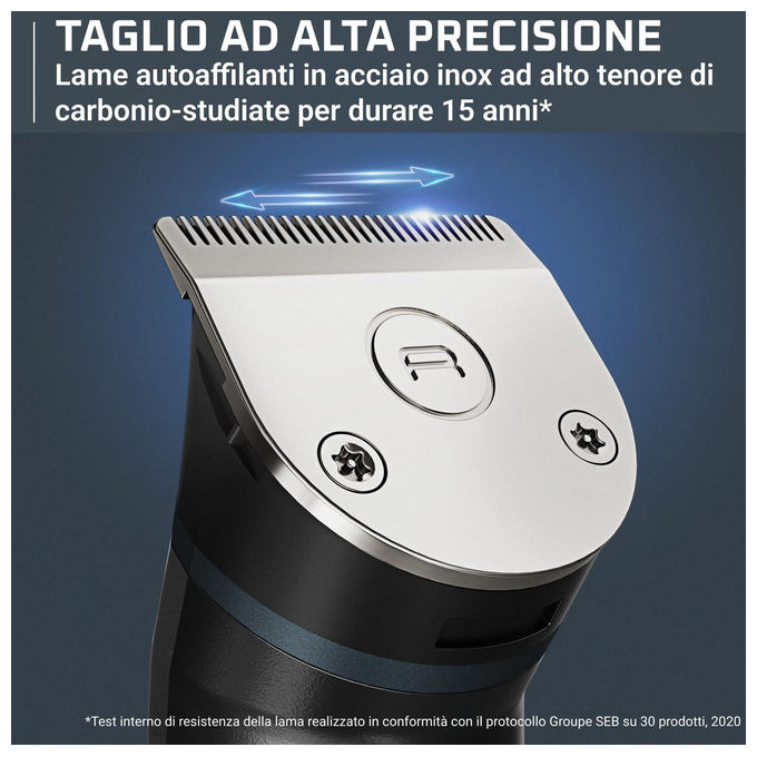 Rowenta TN9650 X Series 700 Regolabarba Multifunzione 14 in 1 Lame in Acciaio al Carbonio Autoaffilanti 21 Regolazioni 270 min di Autonomia Batteria al Litio colore Nero