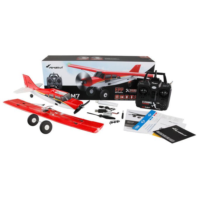 Amewi MAULEM7BRUSHLESS Aereo RC Brushless 510 mm 4 Canali 3D 6G Stabilizzazione Giroscopica LED Rosso