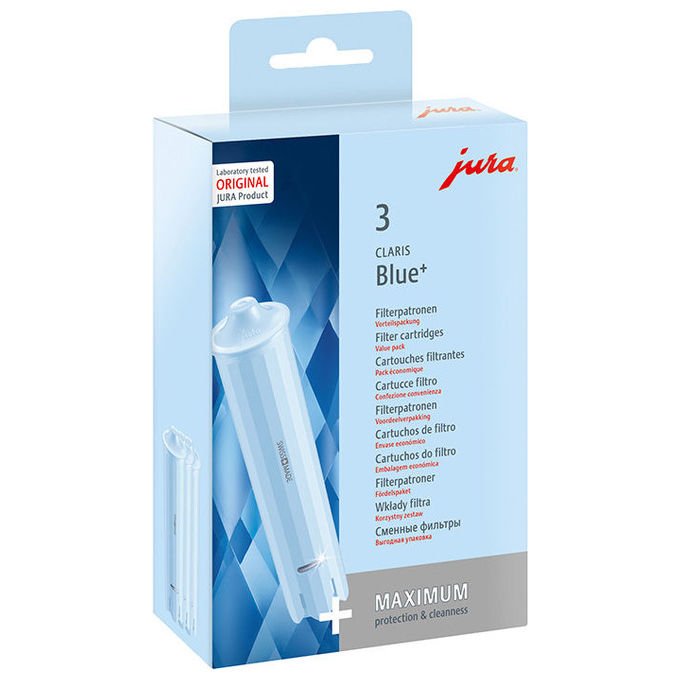 Jura 24231 Filtro Claris Blue+ 3 Pezzi per modelli A7 A1 e macchine con portafiltro blu colore Blu