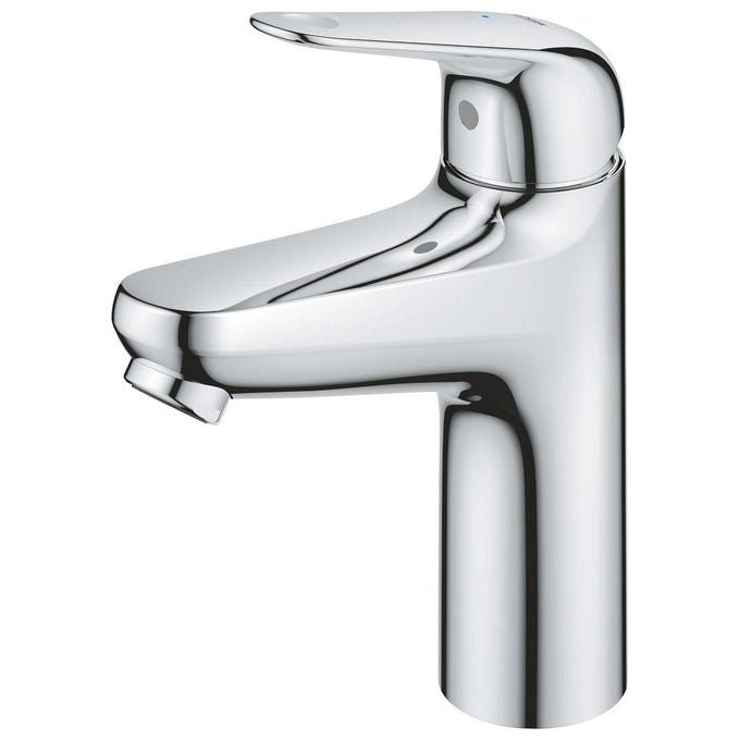 Grohe Swift miscelatore monocomando per lavabo, taglia M, cromo, scarico Push-Open, cartuccia ceramica 28 mm, avvio a freddo