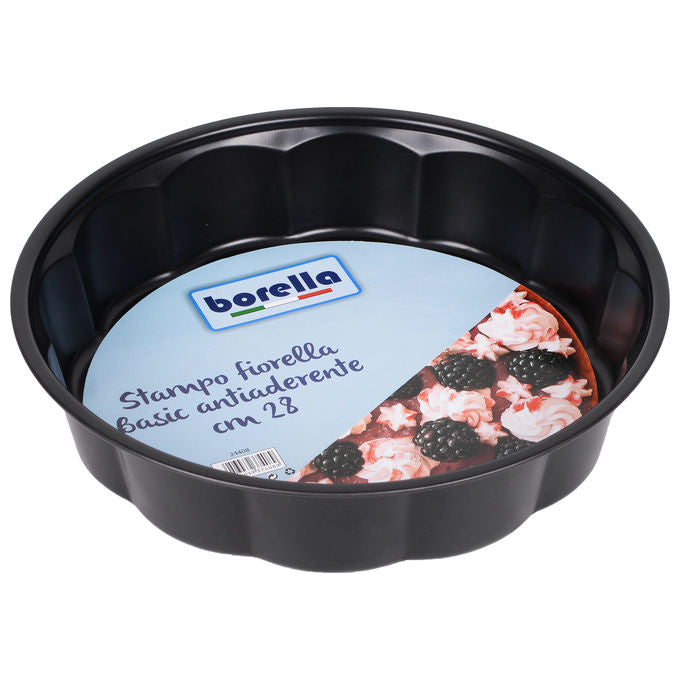 Borella 24408 Beta Stampo Fiorella Antiaderente diametro 28 cm colore Nero