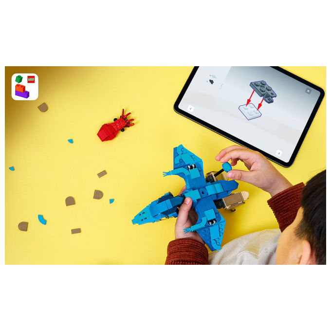 Lego 77977 Dinosauro Bebe' Pteranodonte Set da Costruzione con 373 Pezzi e Calamaro Rosso colore Multicolore