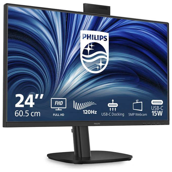 Philips 24B2U3301H Monitor 23,8'' IPS Full HD 120Hz 4ms Webcam 5MP USB-C Hub USB SmartErgoBase colore Nero
