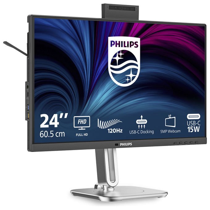 Philips 24B2U4301H-00 Serie 4000 Monitor PC 23.8'' Full HD IPS 120 Hz USB-C Webcam Regolabile colore Grigio