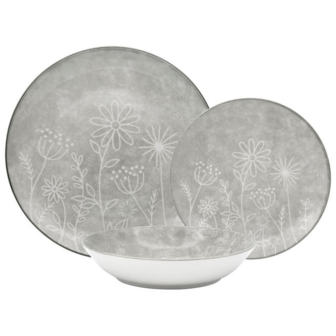 Borella 25043 Clelia Servizio Piatti 18 Pezzi Porcellana colore Grigio