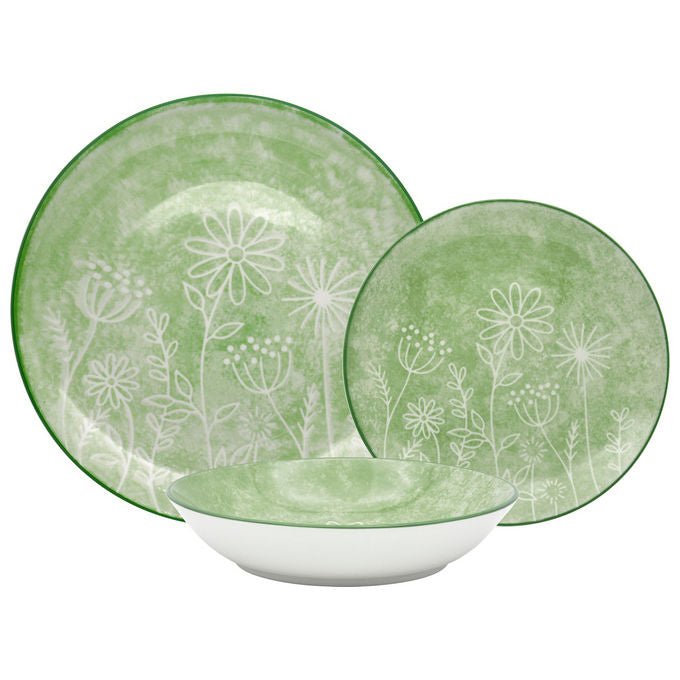 Borella 25044 Clelia Servizio Piatti 18 Pezzi Porcellana colore Verde
