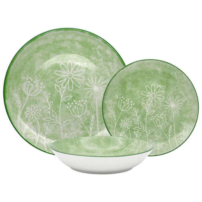 Borella 25044 Clelia Servizio Piatti 18 Pezzi Porcellana colore Verde