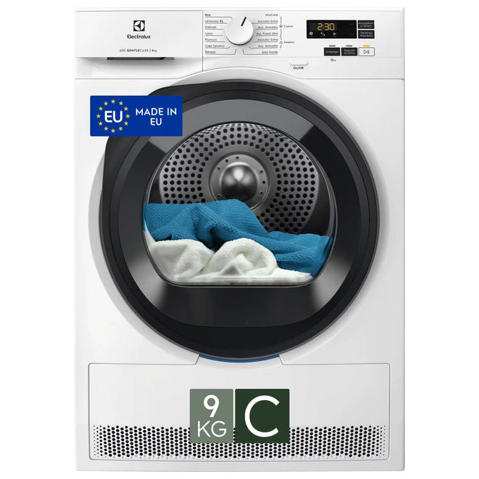 Electrolux Serie 600 EW6HA19G - Asciugatrice a Pompa di Calore 9 kg, Classe C, GentleCare + SensiCare, 85 x 60 x 60 cm, Bianco