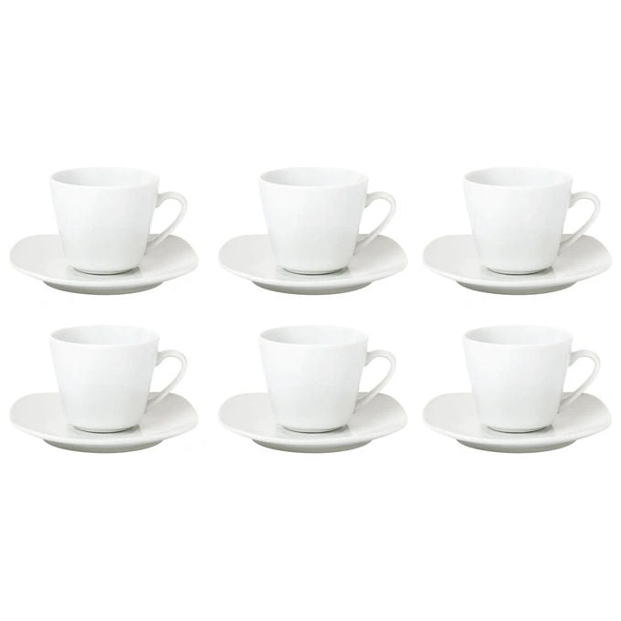 Borella 25088 Zen Set 6 Tazzine Caffe' con Piattino Porcellana colore Bianco
