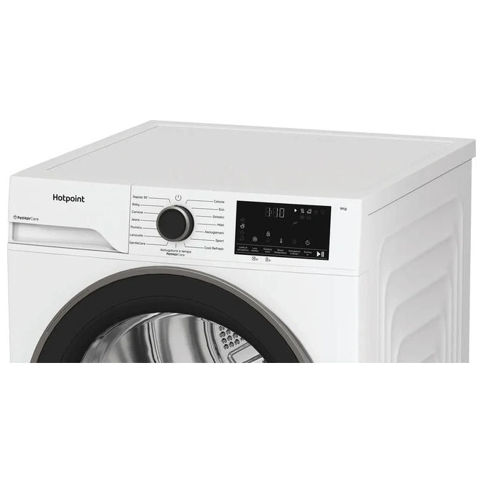 Hotpoint HPT 93D BS IT Délica Asciugatrice Pompa di Calore 9 Kg Classe D EasyIron PetHair Care (84.6x59.8x60.7 cm) colore Bianco