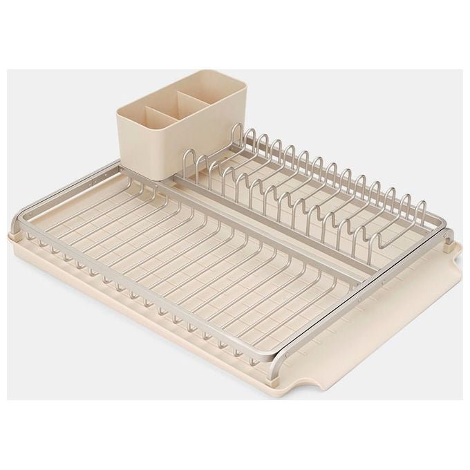 Brabantia 252020 Sink Side Scolapiatti in Alluminio Design Compatto con Portaposate Rimovibile e Vassoio Antigoccia Inclinato colore Soft Beige