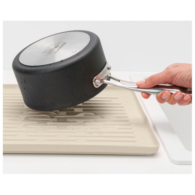 Brabantia 252082 SinkSide Scolapiatti Pieghevole con Portaposate Rimovibile e Vaschetta Raccogligocce colore Soft Beige