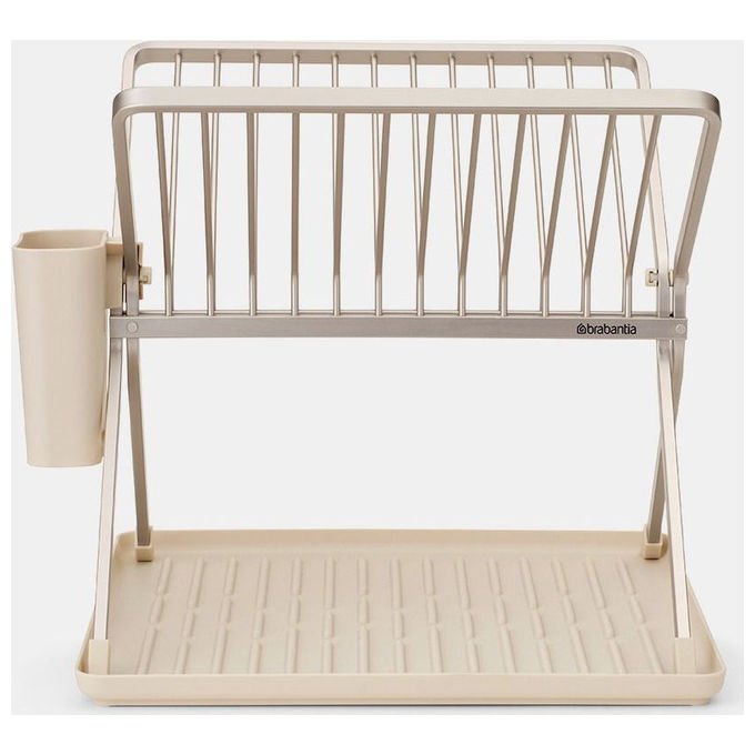 Brabantia 252082 SinkSide Scolapiatti Pieghevole con Portaposate Rimovibile e Vaschetta Raccogligocce colore Soft Beige