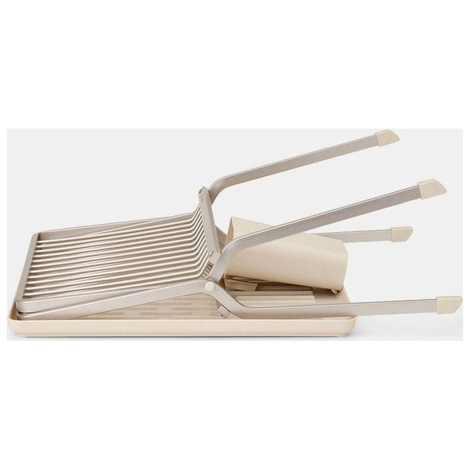 Brabantia 252082 SinkSide Scolapiatti Pieghevole con Portaposate Rimovibile e Vaschetta Raccogligocce colore Soft Beige