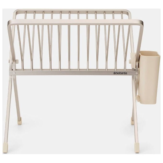 Brabantia 252082 SinkSide Scolapiatti Pieghevole con Portaposate Rimovibile e Vaschetta Raccogligocce colore Soft Beige