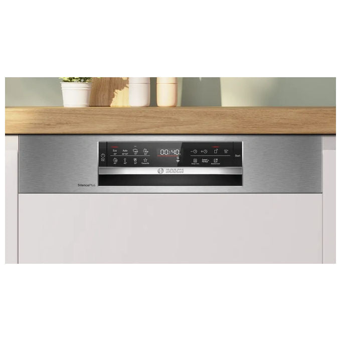 Bosch Serie 6 SMI6ECS12E Lavastoviglie da incasso a scomparsa parziale 14 coperti Classe a Rumorosita' 42 dB Efficient Dry Home Connect 8 programmi Cestelli Max Flex e 3' cestello 60 cm Frontalino Inox