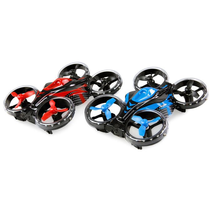 Amewi 25344 FightStar Battle Drone Set RTF 2 in 1 con funzione di battaglia a infrarossi tempo di volo 8 min colore Rosso e Blu