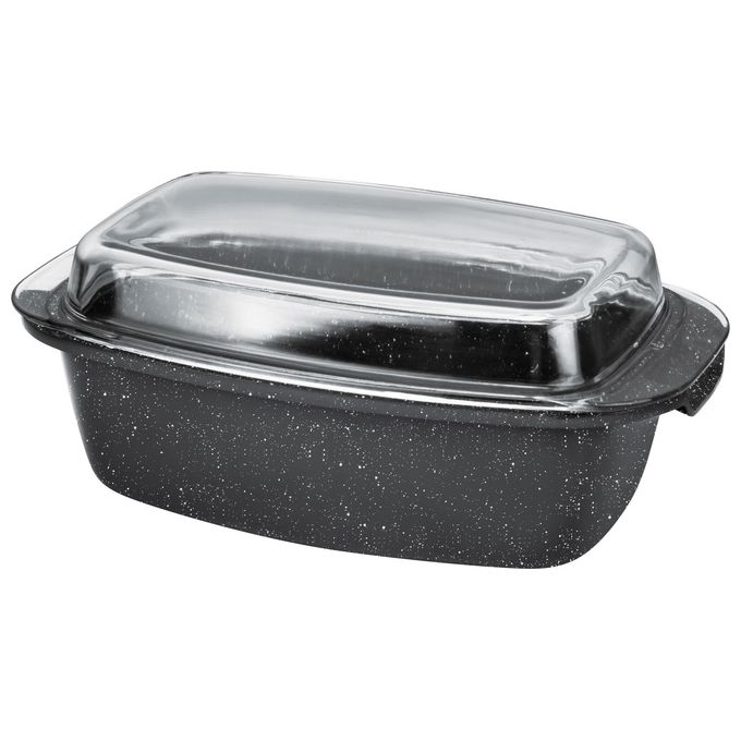 Borella 25380 Nevada Rostiera Alluminio Pressofuso 32,5x21 cm con Coperchio in Vetro Induzione