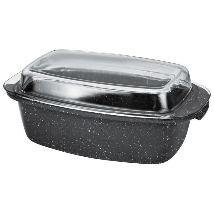 Borella 25380 Nevada Rostiera Alluminio Pressofuso 32,5x21 cm con Coperchio in Vetro Induzione