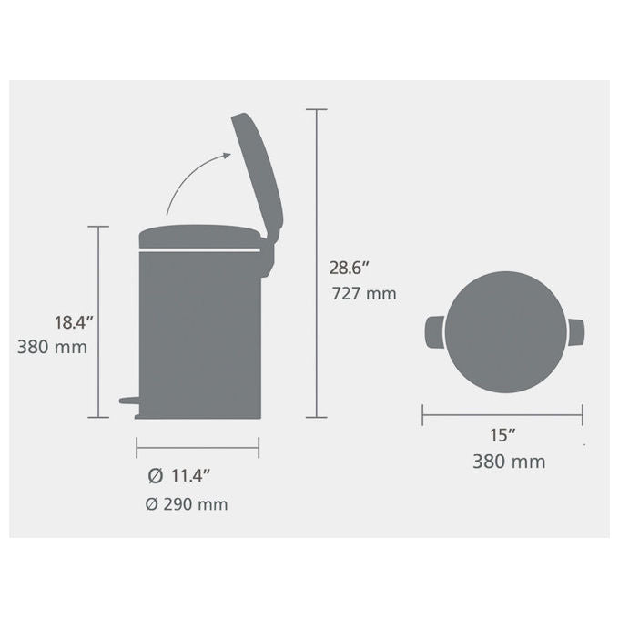 Brabantia 254406 NewIcon Cestino con Pedale Capacita' 20 L Materiale Acciaio Colore Grigio Soft