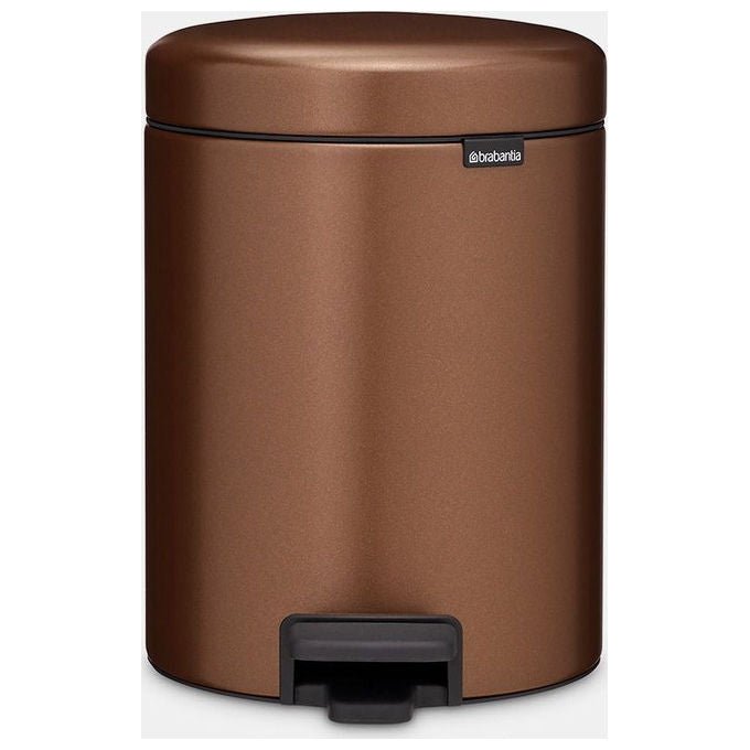 Brabantia 255229 NewIcon Pattumiera a Pedale 5 L Chiusura Ammortizzata Coperchio Anti-Odore colore Marrone