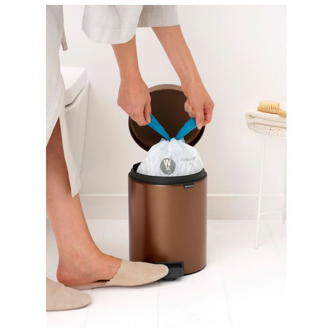 Brabantia 255229 NewIcon Pattumiera a Pedale 5 L Chiusura Ammortizzata Coperchio Anti-Odore colore Marrone