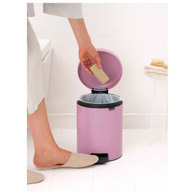 Brabantia NEWICON5L NewIcon Pattumiera a Pedale 5 litri Acciaio con Chiusura Silenziosa e Base Antiscivolo colore Rosa
