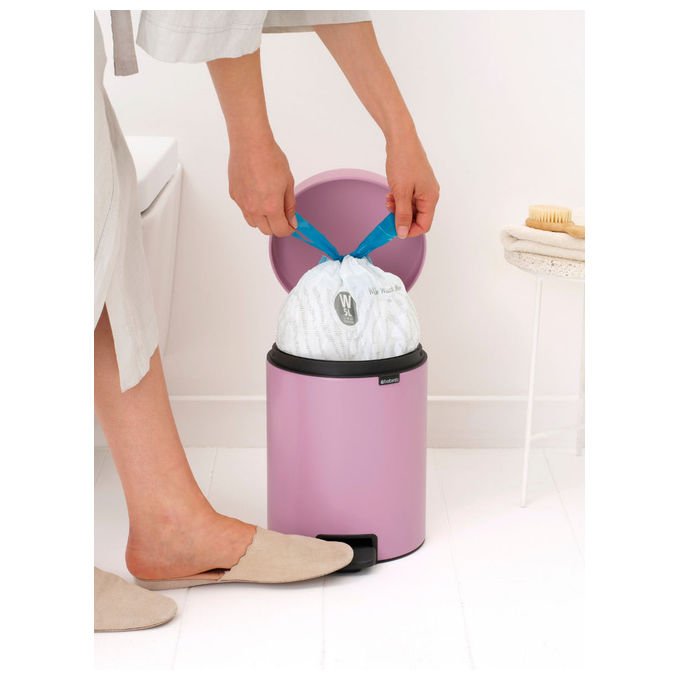 Brabantia NEWICON5L NewIcon Pattumiera a Pedale 5 litri Acciaio con Chiusura Silenziosa e Base Antiscivolo colore Rosa