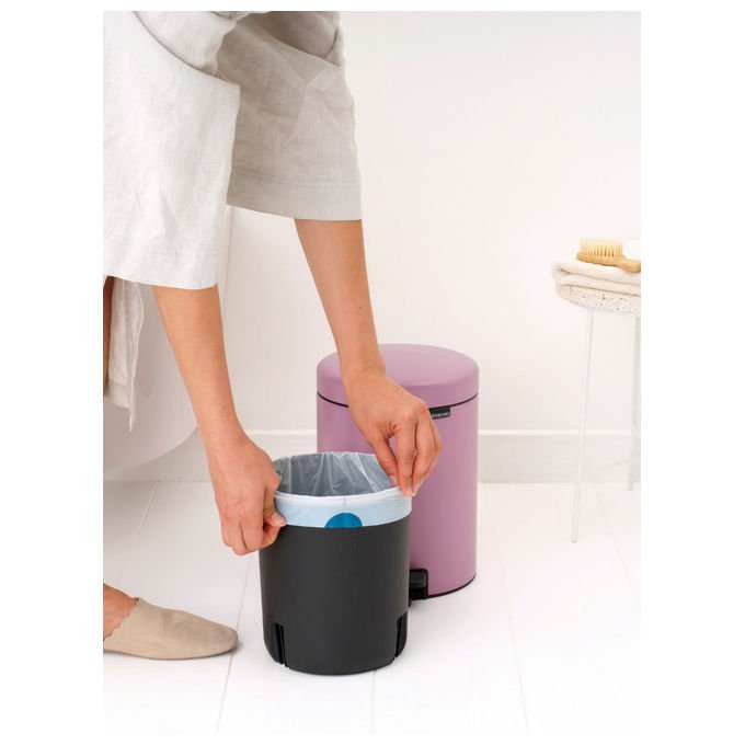Brabantia NEWICON5L NewIcon Pattumiera a Pedale 5 litri Acciaio con Chiusura Silenziosa e Base Antiscivolo colore Rosa