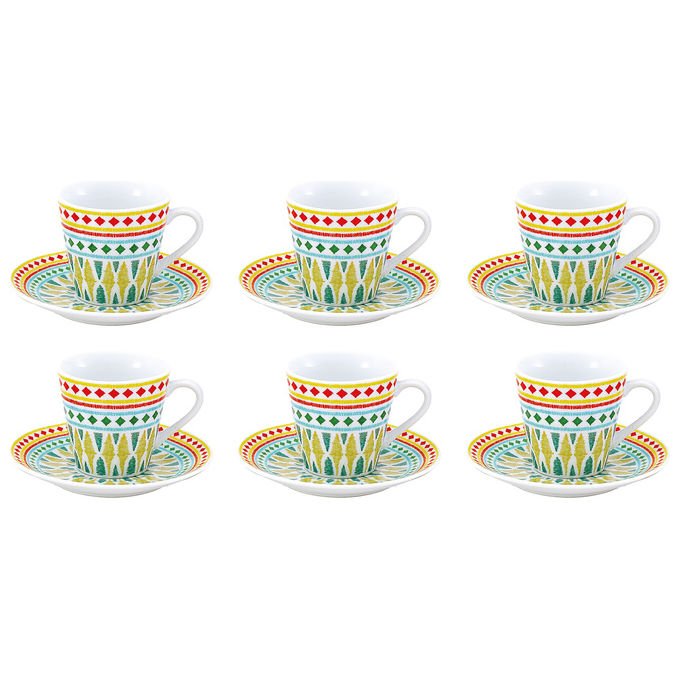 Borella 25552 Grace Set 6 Tazzine Caffe' con Piattino Porcellana