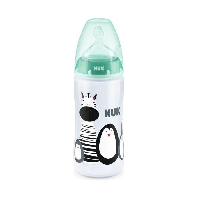 NUK First Choice+ - Biberon 300 ml Silicone 0-6 mesi con Indicatore di Temperatura e Sistema Anti-Colica