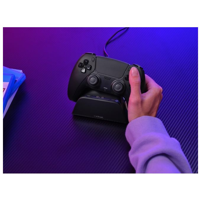 Trust 25552 GXT 255 Base di ricarica per PS5 con LED multicolore e antiscivolo cavo USB-C 1 m colore Nero