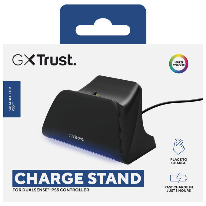 Trust 25552 GXT 255 Base di ricarica per PS5 con LED multicolore e antiscivolo cavo USB-C 1 m colore Nero
