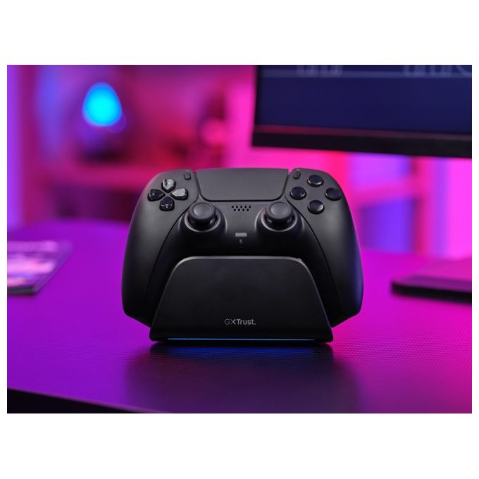 Trust 25552 GXT 255 Base di ricarica per PS5 con LED multicolore e antiscivolo cavo USB-C 1 m colore Nero