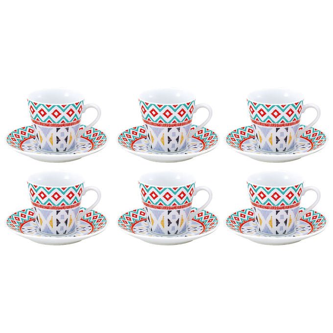 Borella 25553 Grace2 Set 6 Tazzine Caffe' con Piattino Porcellana
