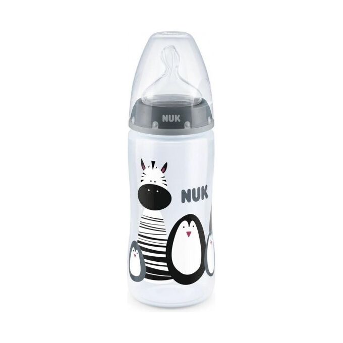 NUK First Choice+ - Biberon 300 ml Silicone 0-6 mesi con Indicatore di Temperatura e Sistema Anti-Colica