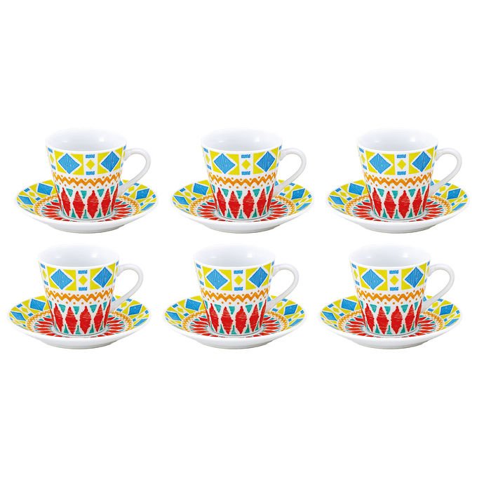 Borella 25554 Grace3 Set 6 Tazzine Caffe' con Piattino Porcellana