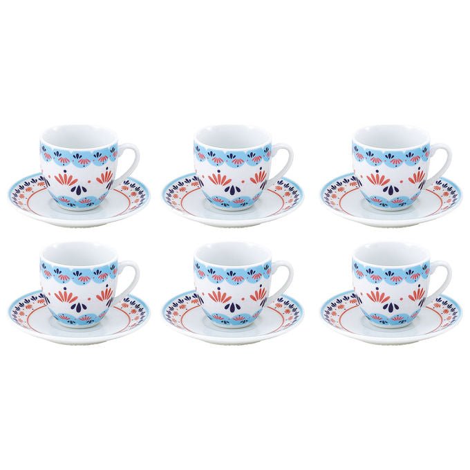 Borella 25555 Grace4 Set 6 Tazzine Caffe' con Piattino Porcellana