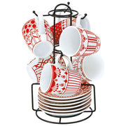 Borella 25569 Kim Set 6 Tazzine Caffe' con Piattino e Appendino Porcellana