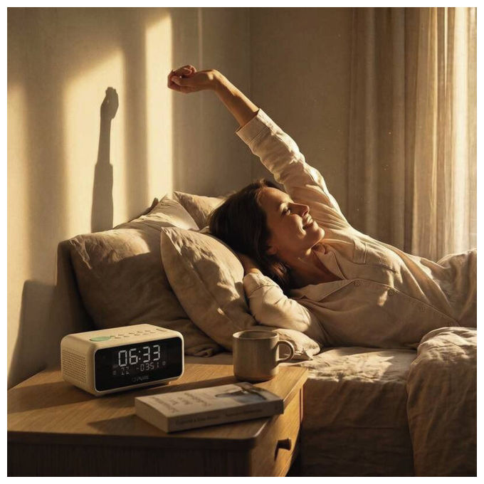 Pure 256152 Elan Sleep Radiosveglia DAB+ FM Bluetooth 5.3 USB-C Display 1.4'' Dimmerabile Automatico Audio Stereo 6 W colore Sabbia