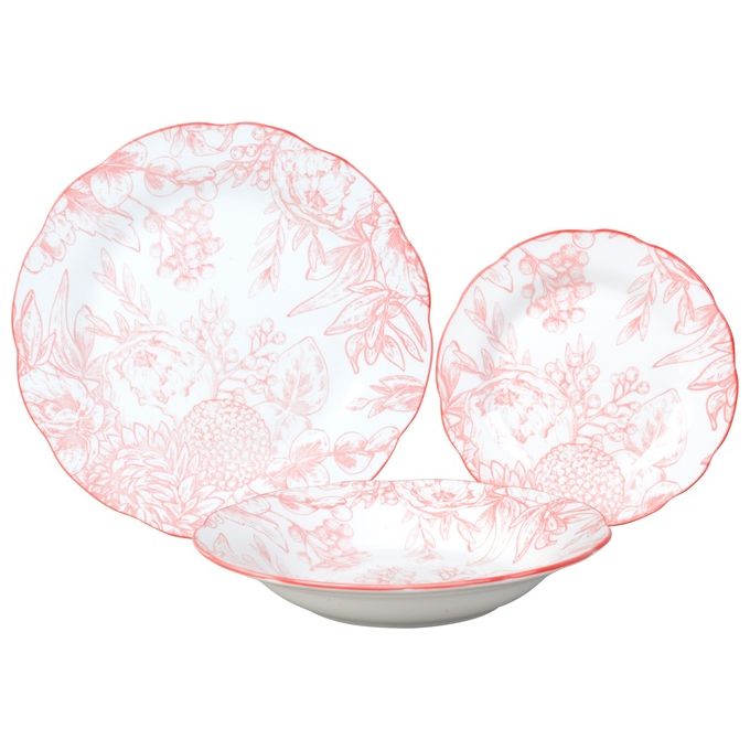 Borella 25670 Lerici Servizio Piatti 18 Pezzi Porcellana colore Rosa