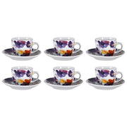 Borella 25684 Malaga Set 6 Tazzine Caffe' con Piattino Porcellana