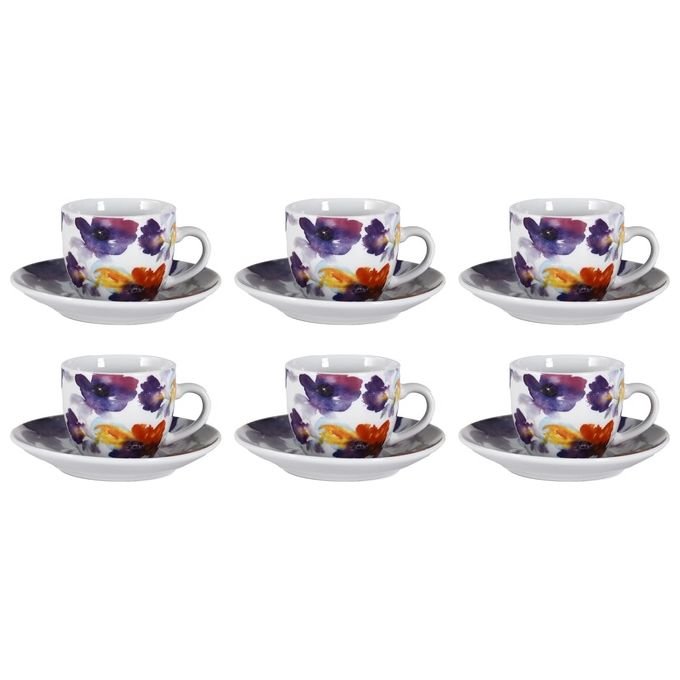 Borella 25684 Malaga Set 6 Tazzine Caffe' con Piattino Porcellana