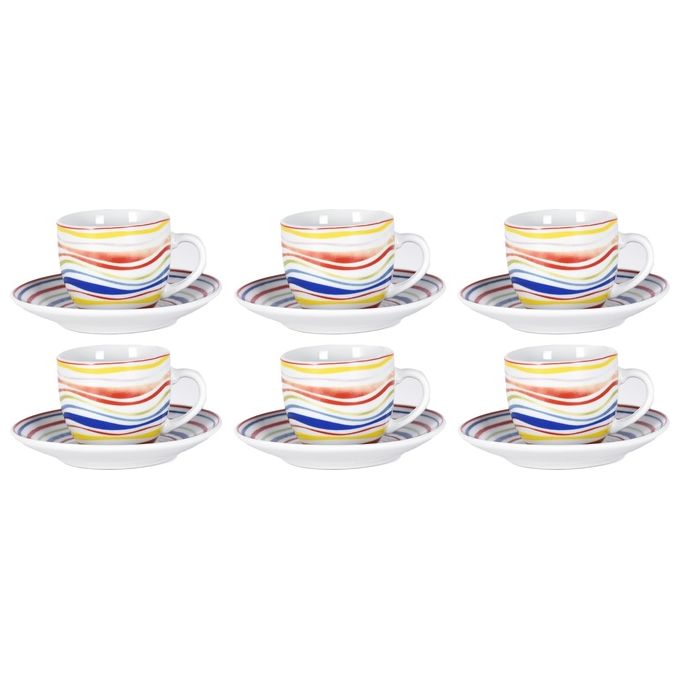 Borella 25686 Paros Set 6 Tazzine Caffe' con Piattino Porcellana