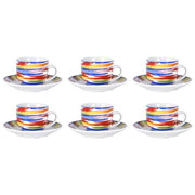 Borella 25687 Milos Set 6 Tazzine Caffe' con Piattino Porcellana